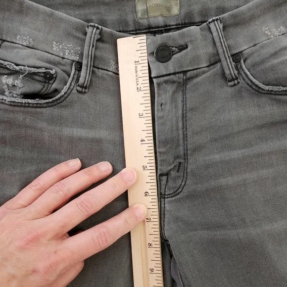 Mother Looker Ankle‎ Fray Jeans Womens 26 Last Chance Saloon Gray Distressed - Picture 7 of 11